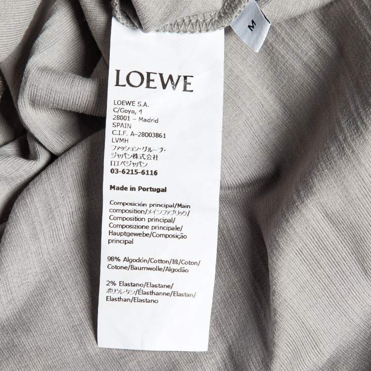 Pre Owned Loewe Grey Embroidered Cotton Knit High Neck Tank Top M