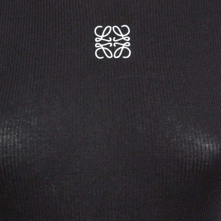 Pre Owned Loewe Black Rib Knit Anagram Fitted Midi Tank Dress S