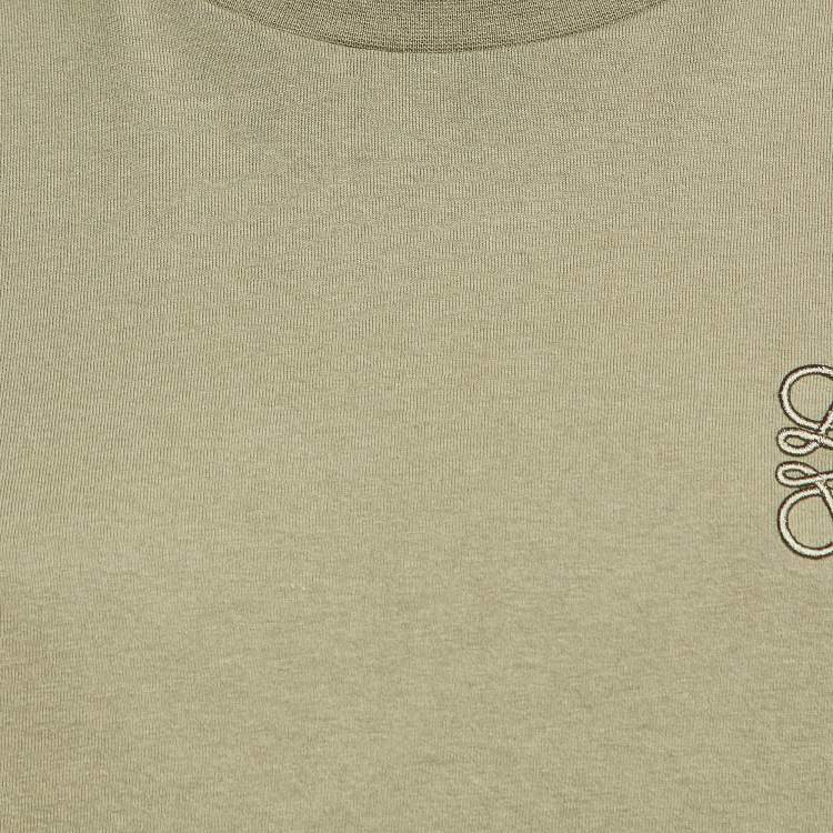 Pre Owned Loewe Green Anagram Logo Embroidered Cotton T-Shirt S