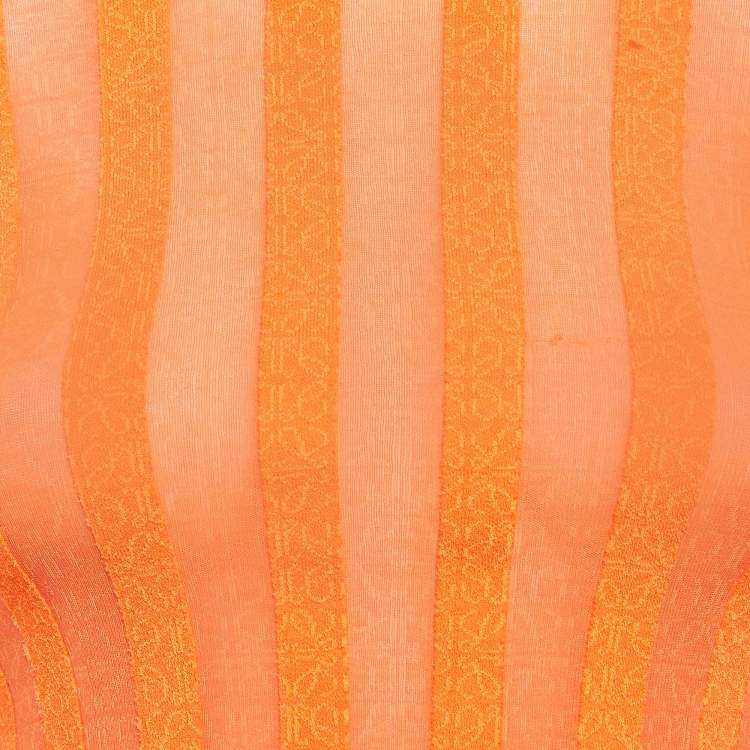 Pre Owned Loewe Orange Logo Jacquard Knit Long Sleeve Top S