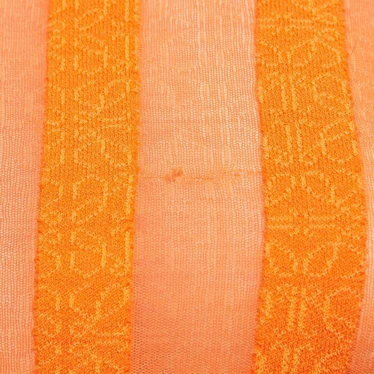Pre Owned Loewe Orange Logo Jacquard Knit Long Sleeve Top S