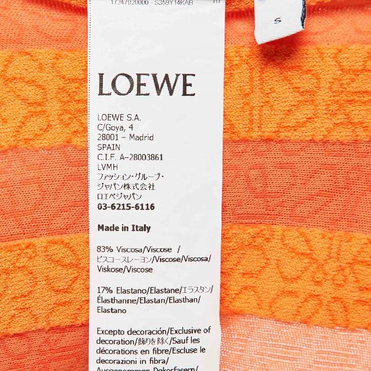 Pre Owned Loewe Orange Logo Jacquard Knit Long Sleeve Top S