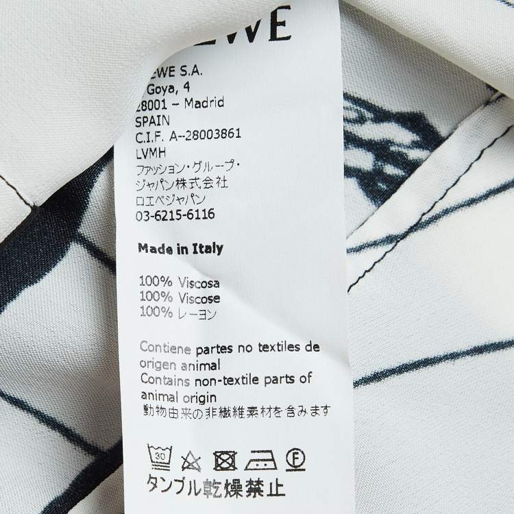 Pre Owned Loewe White Printed Smocked Sleeve Maxi Dress S