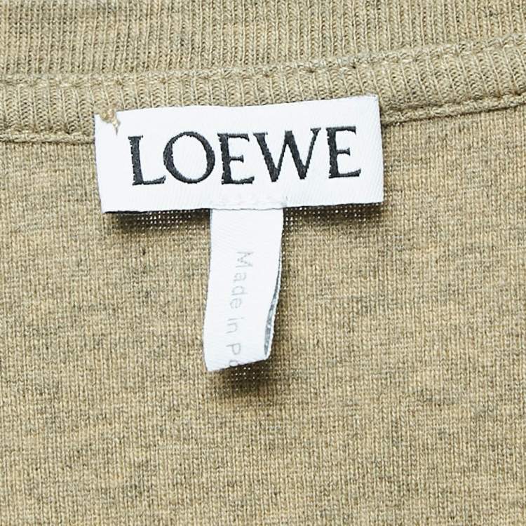 Pre Owned Loewe Green Logo Embroidered Cotton Tank Top S