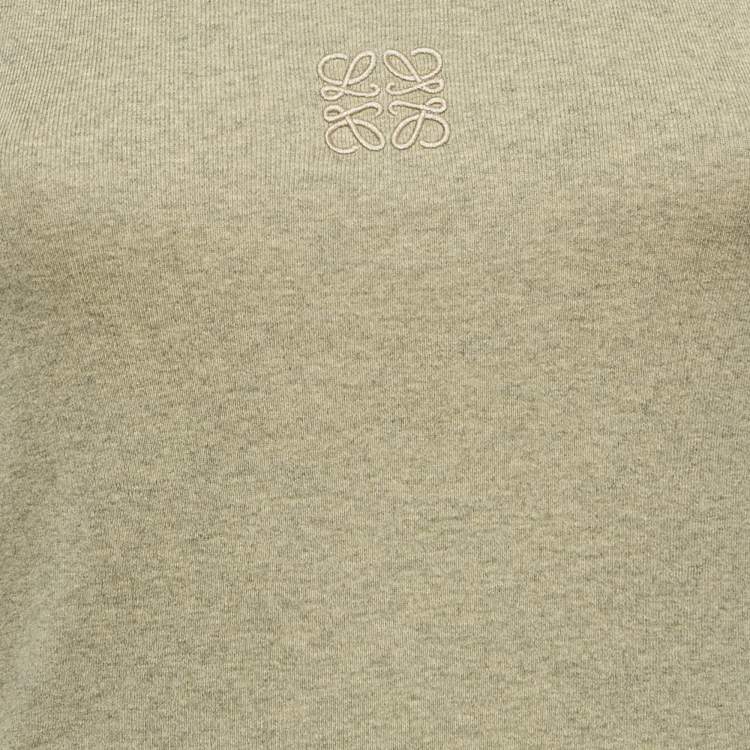 Pre Owned Loewe Green Logo Embroidered Cotton Tank Top S