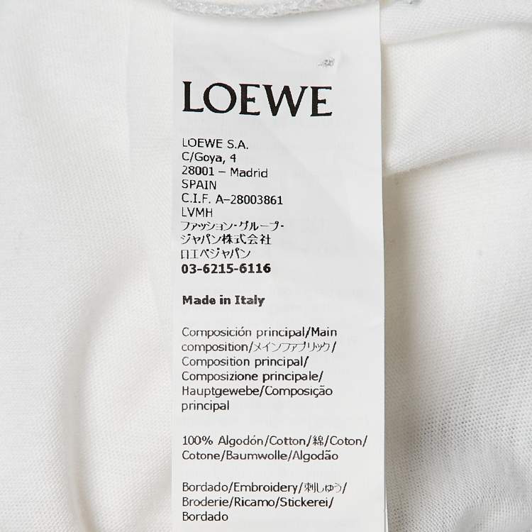 Pre Owned Loewe White Embroidered Cotton Knit Round Neck T-Shirt S