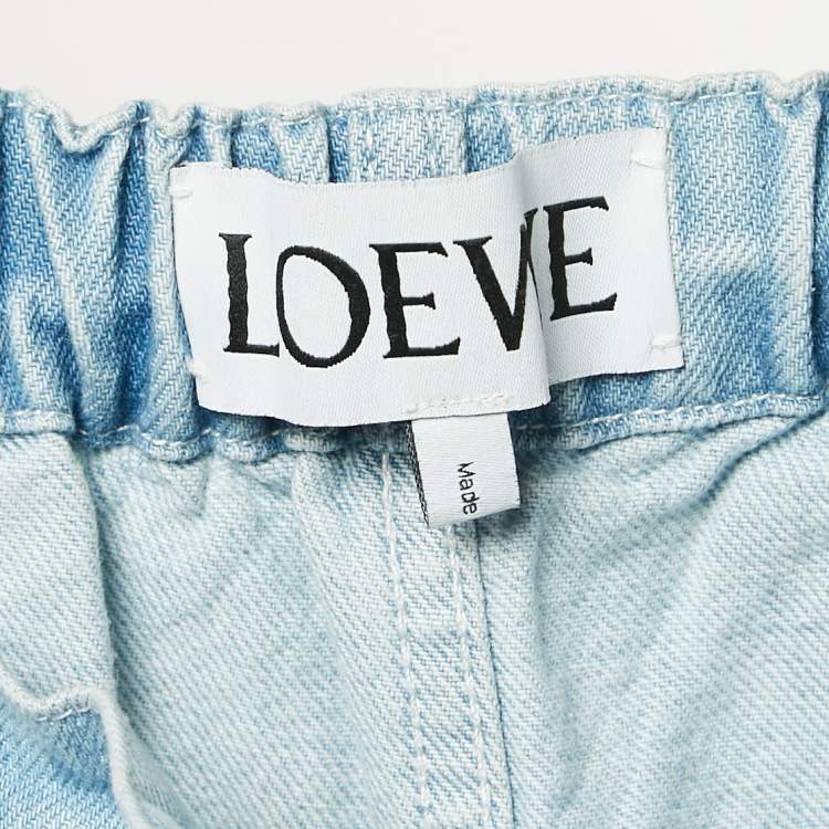 Pre Owned Loewe Blue Washed Denim Wide-Leg Jeans S Waist 26"