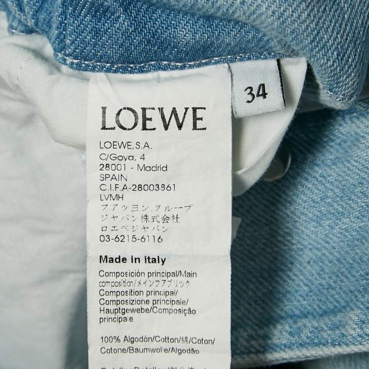 Pre Owned Loewe Blue Washed Denim Wide-Leg Jeans S Waist 26"