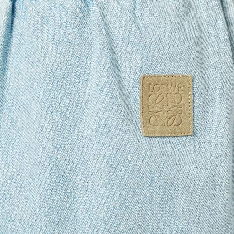 Pre Owned Loewe Blue Washed Denim Wide-Leg Jeans S Waist 26"