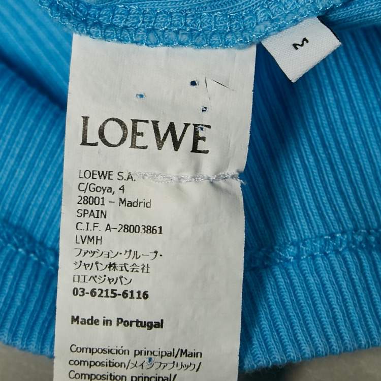 Pre Owned Loewe Blue Anagram Embroidered Rib Knit Tank Top M