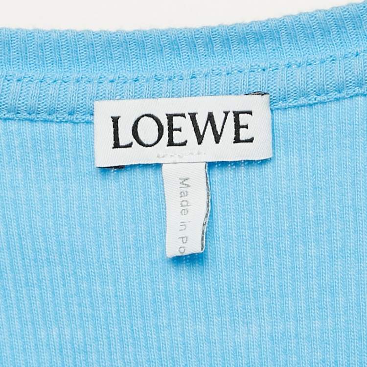 Pre Owned Loewe Blue Anagram Embroidered Rib Knit Tank Top M