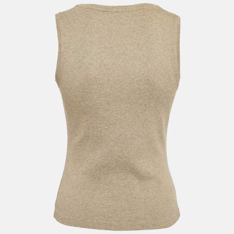 Pre Owned Loewe Taupe Green Cotton Knit Tank Top M