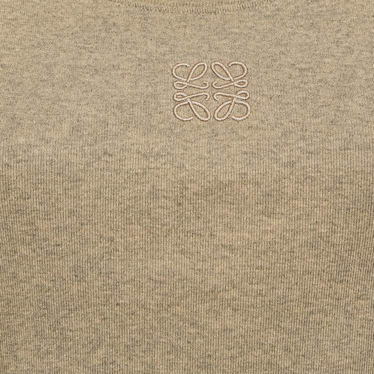 Pre Owned Loewe Taupe Green Cotton Knit Tank Top M