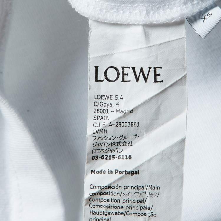 Pre Owned Loewe White Anagram Embroidered Cotton Crew Neck T-Shirt XS 