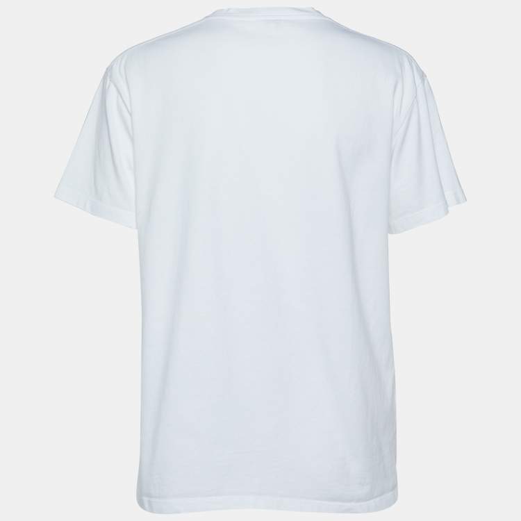 Pre Owned Loewe White Anagram Embroidered Cotton Crew Neck T-Shirt XS 