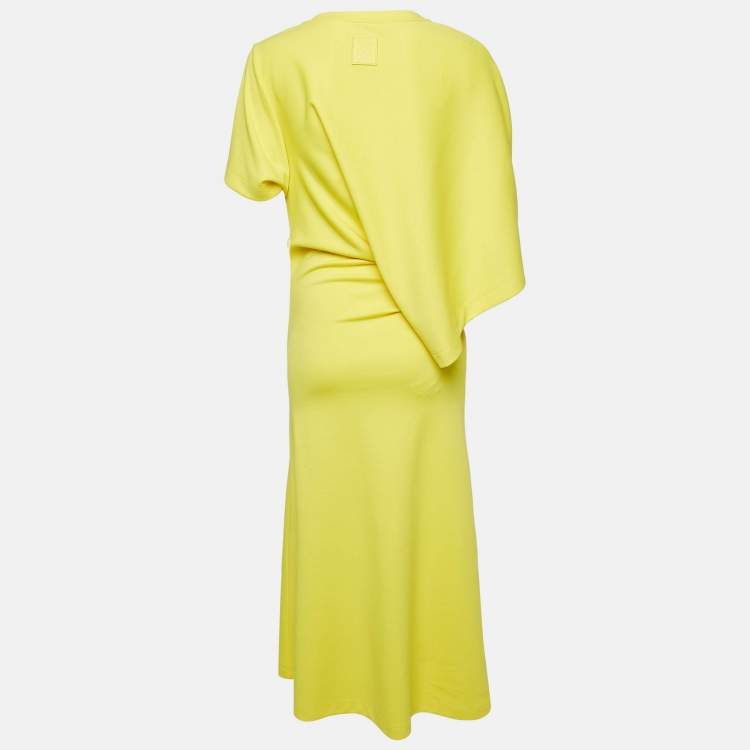 Pre Owned Loewe Yellow Jersey Asymmetric Long Dress L