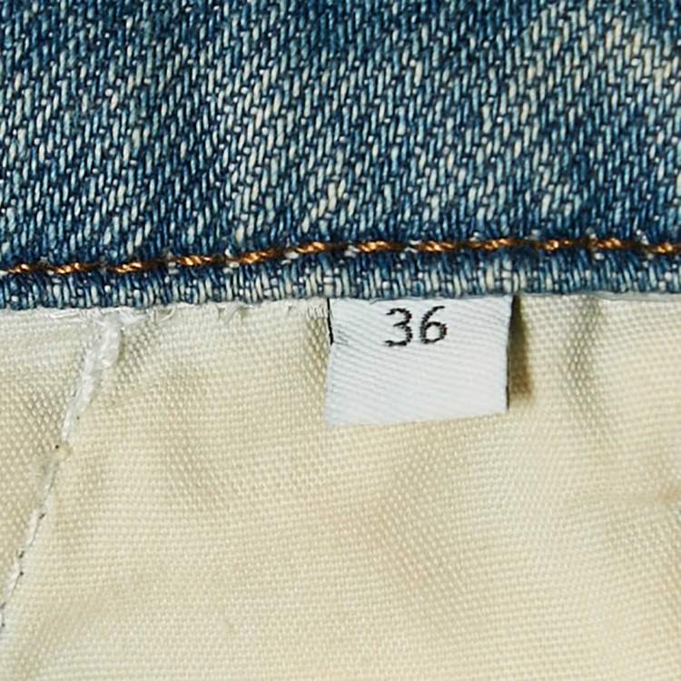 Pre Owned Loewe X Paula's Ibiza Blue Moon Print Denim Cargo Jeans S Waist 28"