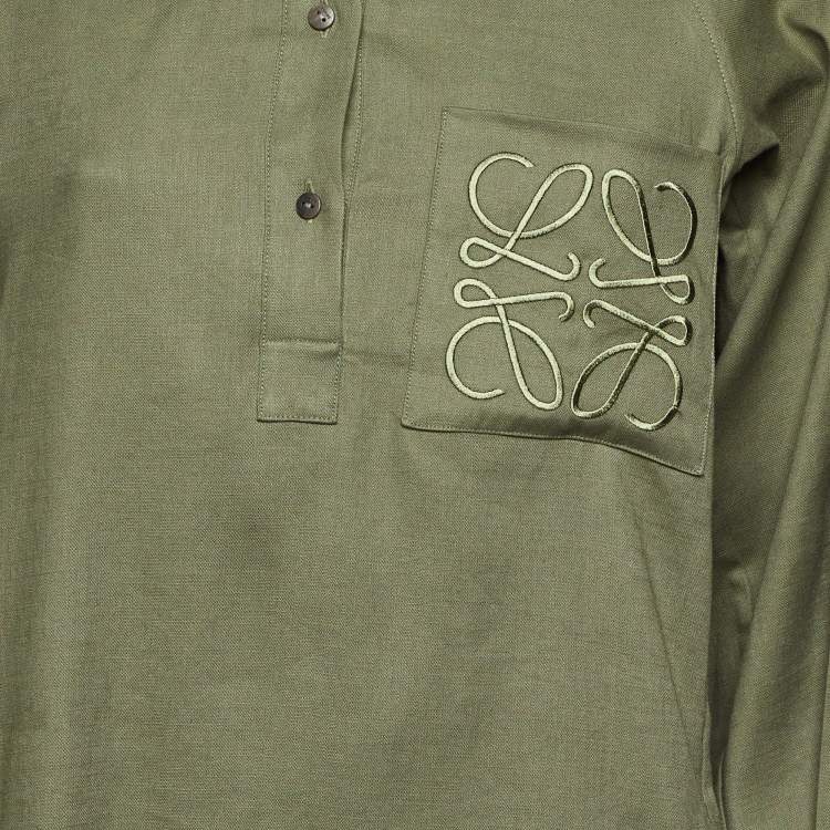 Pre Owned Loewe Sage Green Logo Embroidered Tunic Dress S