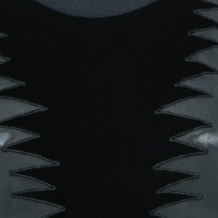 Pre Owned Loewe Black Crepe Velvet Panel Detail Sleeveless Maxi Dress M