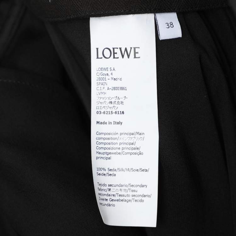 Pre Owned Loewe Black Silk Wool Blend Asymmetric Maxi Skirt M 