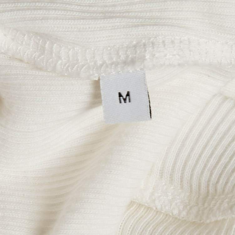 Pre Owned Loewe White Anagram Embroidered Rib Knit Crop Tank Top M