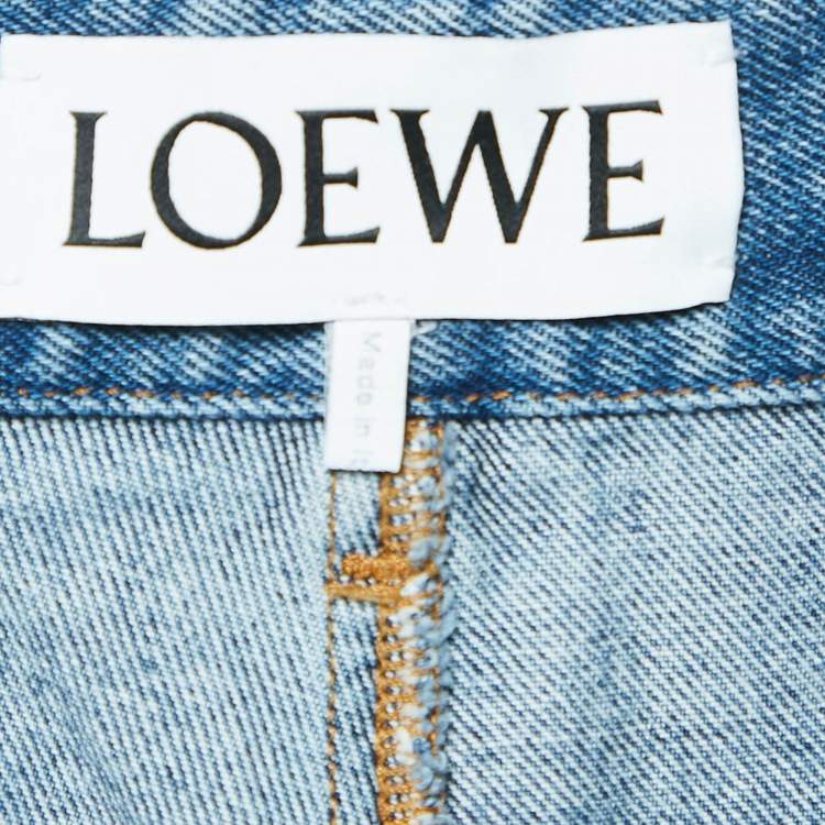 Pre Owned Loewe Blue Denim Logo Detail Baggy Jeans L Waist 32"