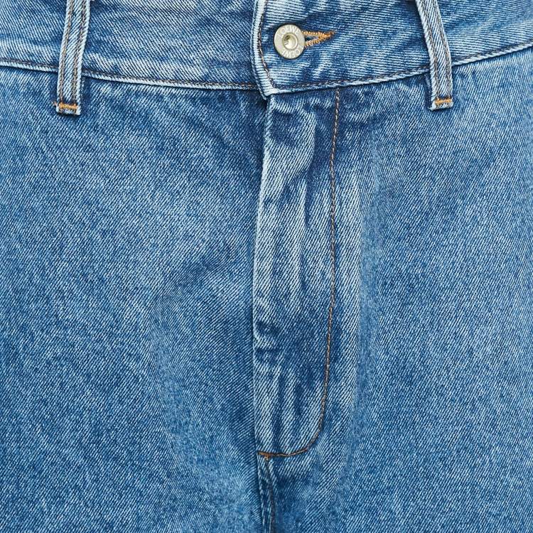 Pre Owned Loewe Blue Denim Logo Detail Baggy Jeans L Waist 32"