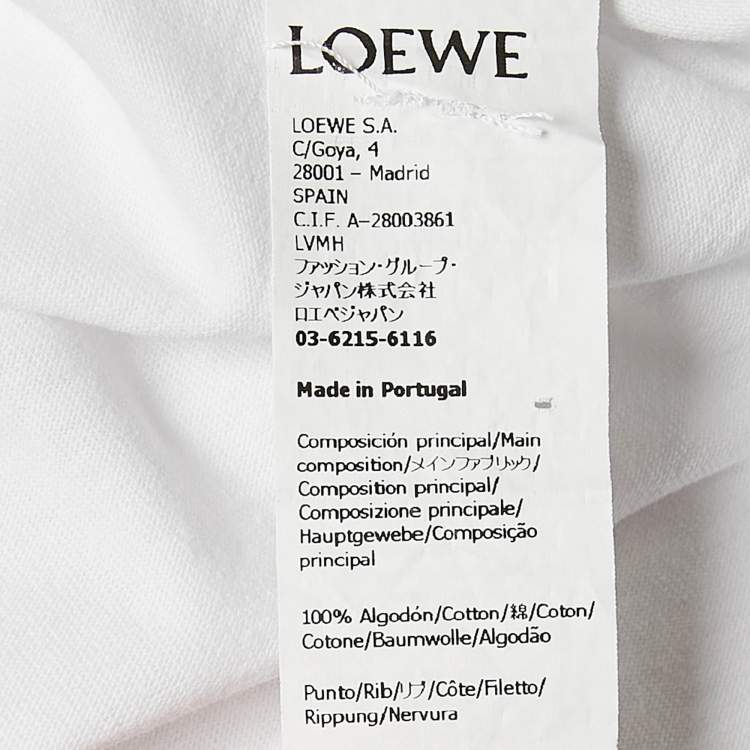 مملوكة مسبقًا Loewe White Anagram Embroidered Cotton Slit Detail T-Shirt XS
