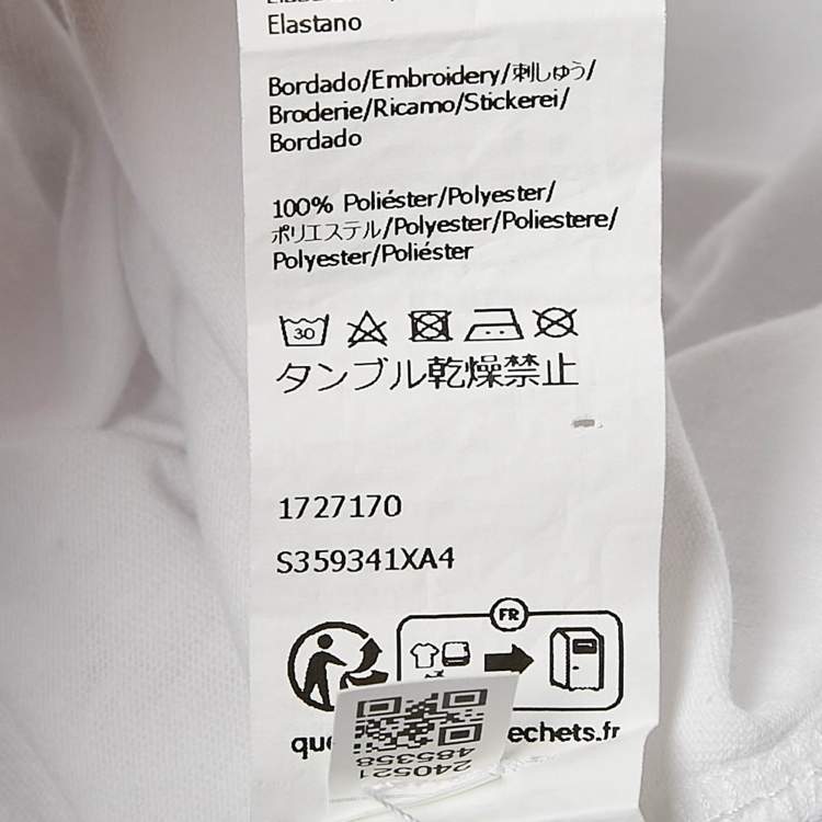 مملوكة مسبقًا Loewe White Anagram Embroidered Cotton Slit Detail T-Shirt XS