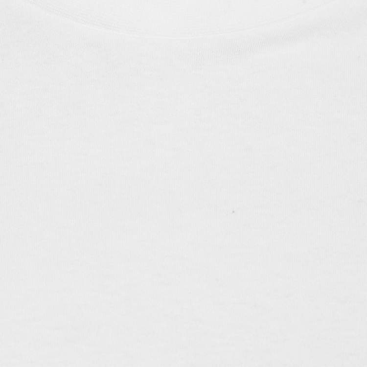 مملوكة مسبقًا Loewe White Anagram Embroidered Cotton Slit Detail T-Shirt XS