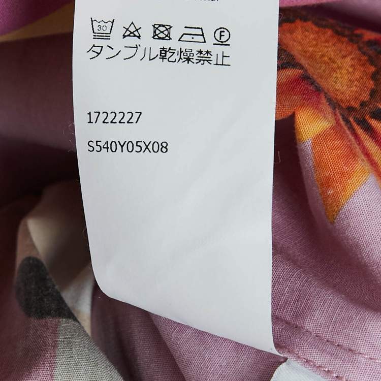 Pre Owned Loewe Pink Wallpaper Print Cotton Asymmetric Long Shirt S