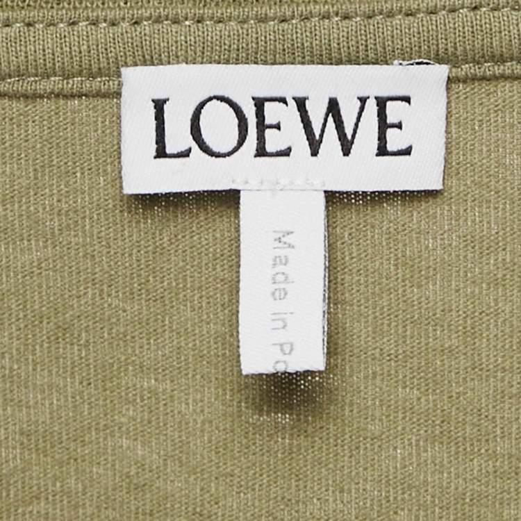 Pre Owned Loewe Olive Green Cotton Anagram Embroidered T-Shirt M 
