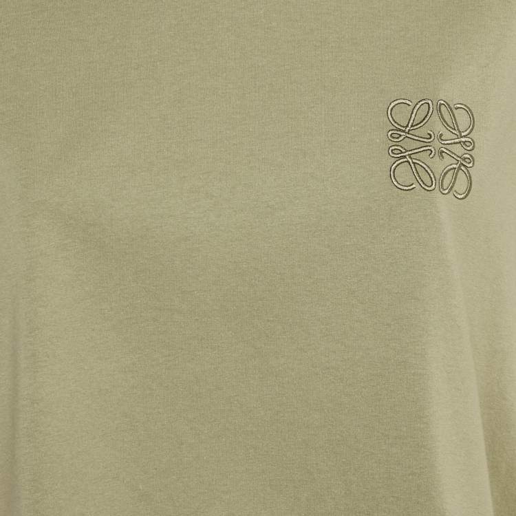 Pre Owned Loewe Olive Green Cotton Anagram Embroidered T-Shirt M 