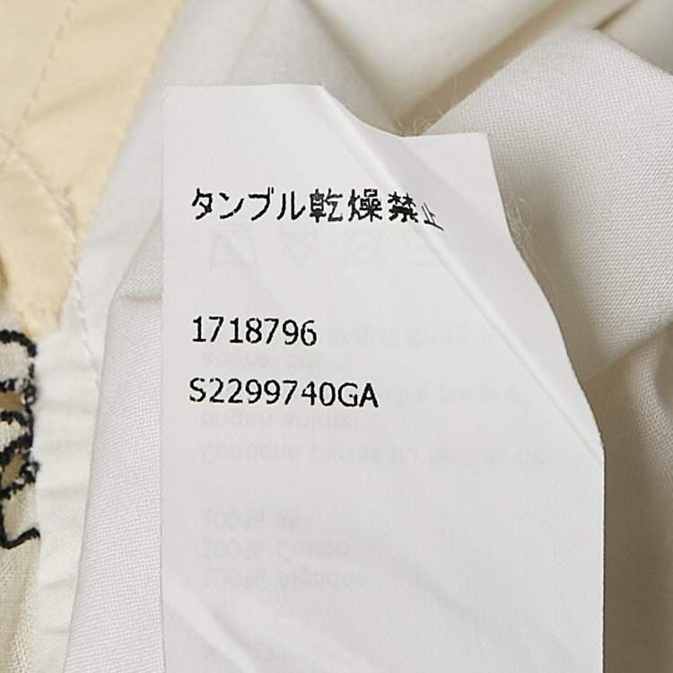 Pre Owned Loewe White Logo Embroidered Cotton Midi Dress M
