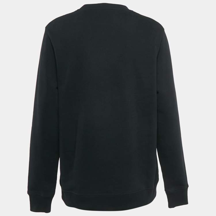 مملوكة مسبقًا Loewe Black Logo Embroidered Cotton Crew Neck Sweatshirt L