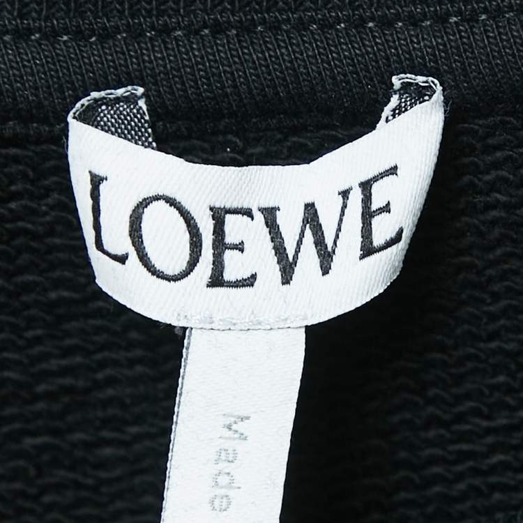 مملوكة مسبقًا Loewe Black Logo Embroidered Cotton Crew Neck Sweatshirt L