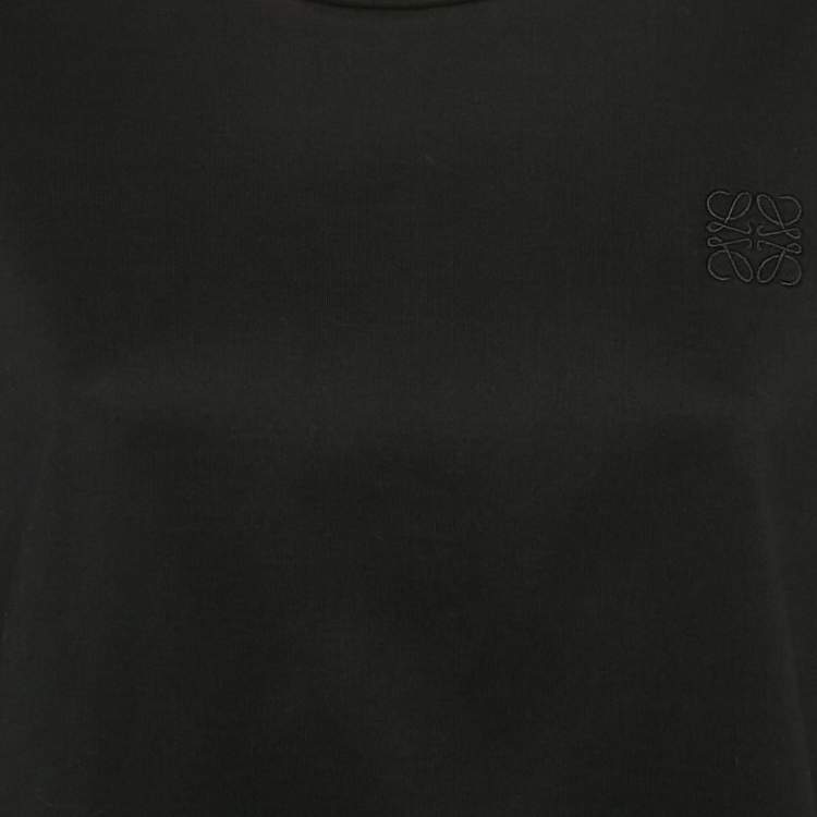 Pre Owned Loewe Black Cotton Anagram Embroidered T-Shirt XS