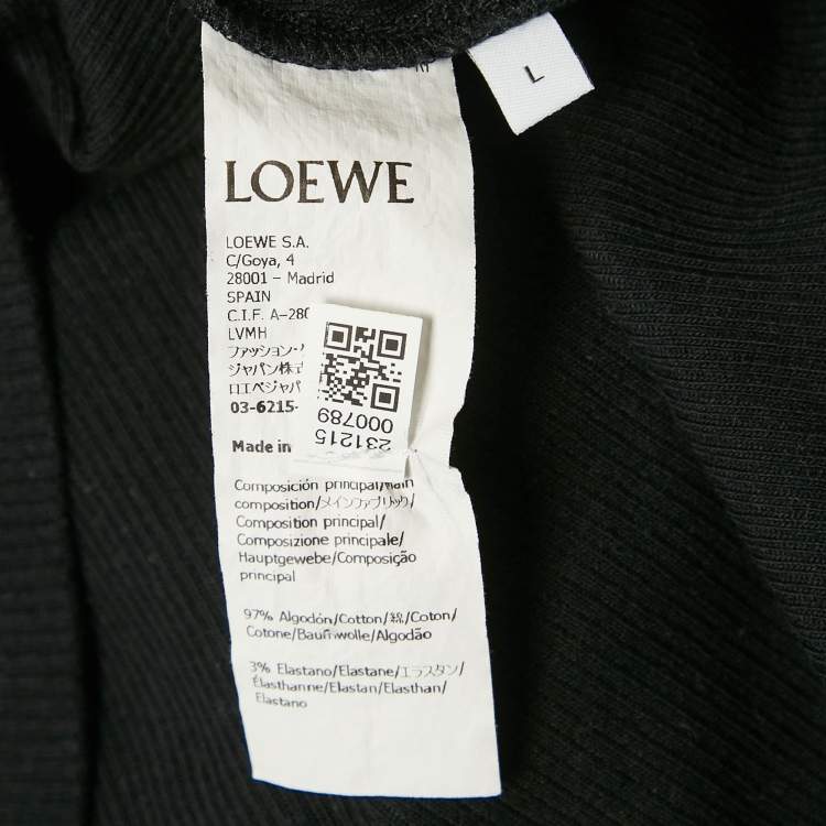 Pre Owned Loewe Black Angaram Embroidered Rib Knit Tank Top L