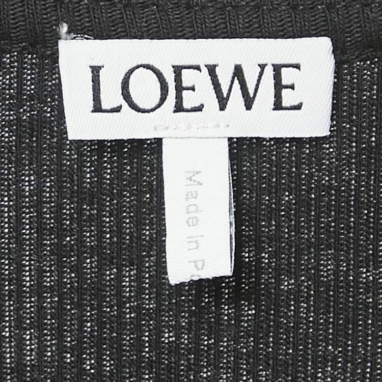 Pre Owned Loewe Black Angaram Embroidered Rib Knit Tank Top L