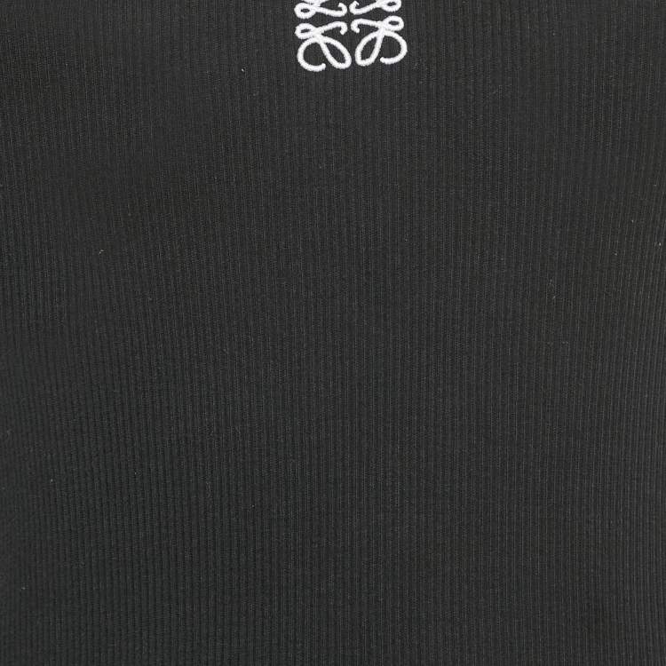 Pre Owned Loewe Black Angaram Embroidered Rib Knit Tank Top L