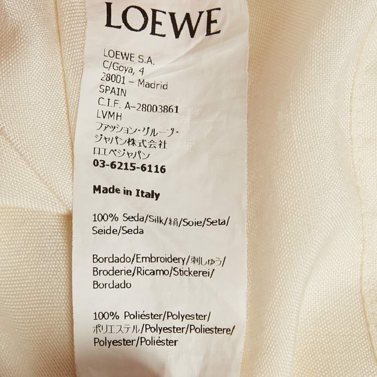 Pre Owned Loewe Off-White Logo Embroidered Cotton Button Front Blouse M