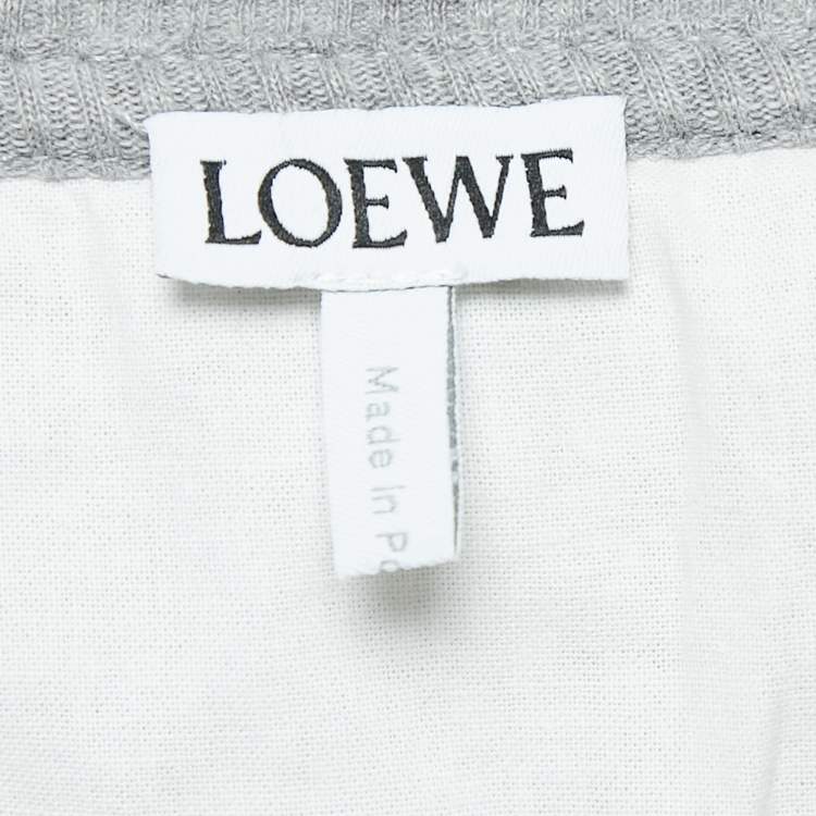 Pre Owned Loewe Grey Angaram Embroidered Rib Knit Maxi Dress XS