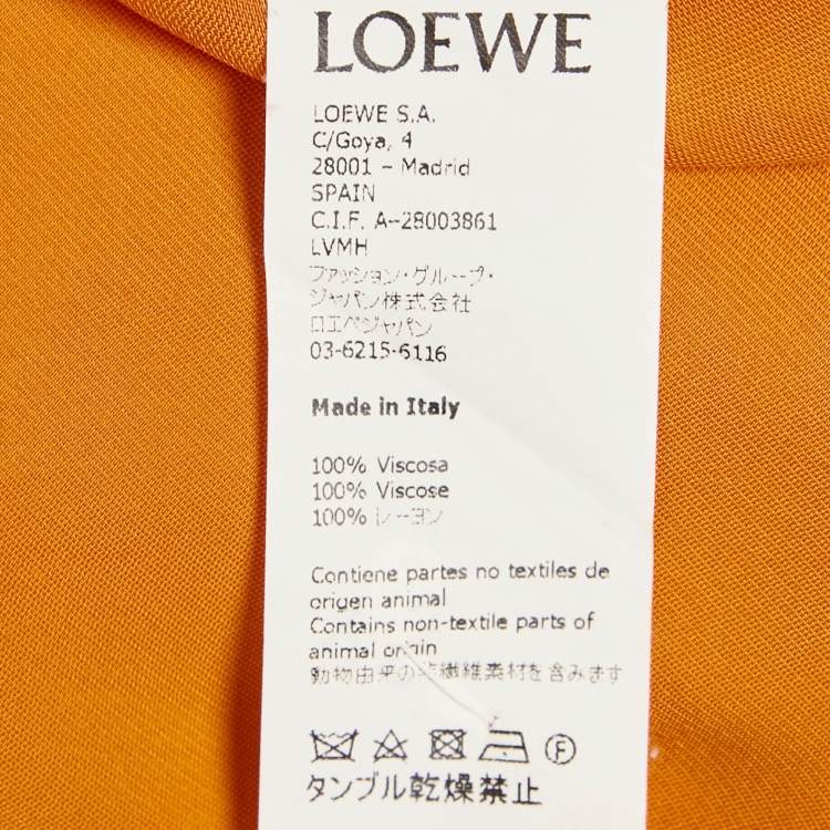 Pre Owned Loewe Orange Satin Button Front Oversized Shirt L