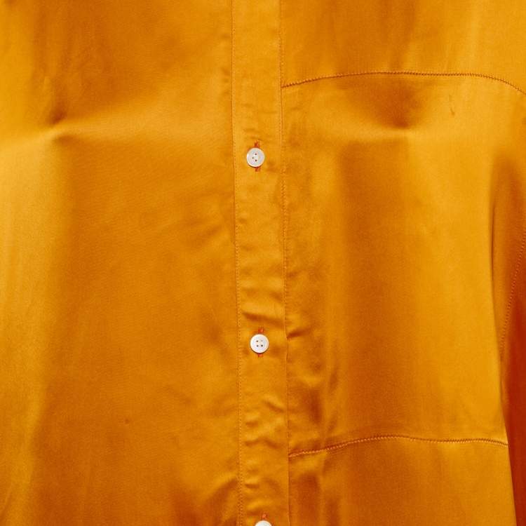 Pre Owned Loewe Orange Satin Button Front Oversized Shirt L