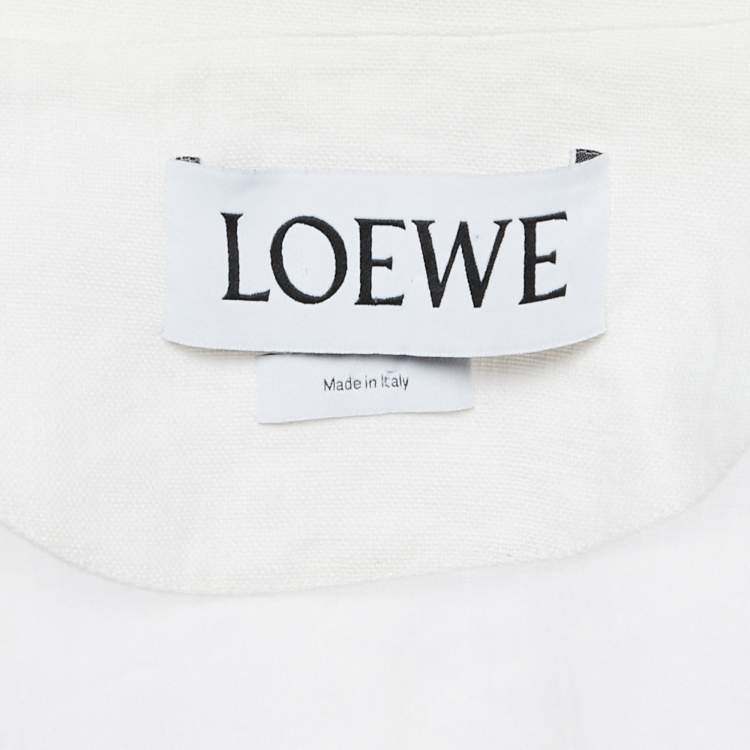 Pre Owned Loewe White Sheer Cambric Cotton Belted Jacket M