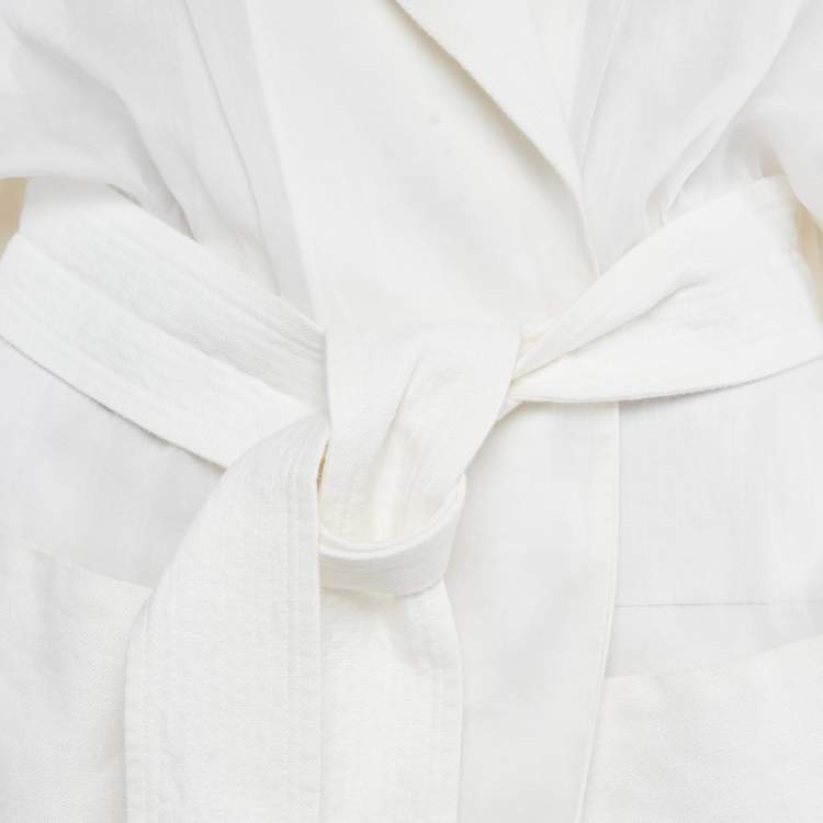 Pre Owned Loewe White Sheer Cambric Cotton Belted Jacket M