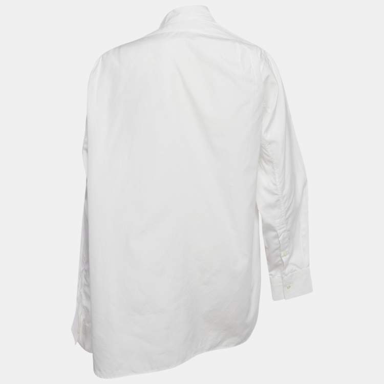 Pre Owned Loewe White Cotton Button Front Asymmetric Loose Fit Shirt L