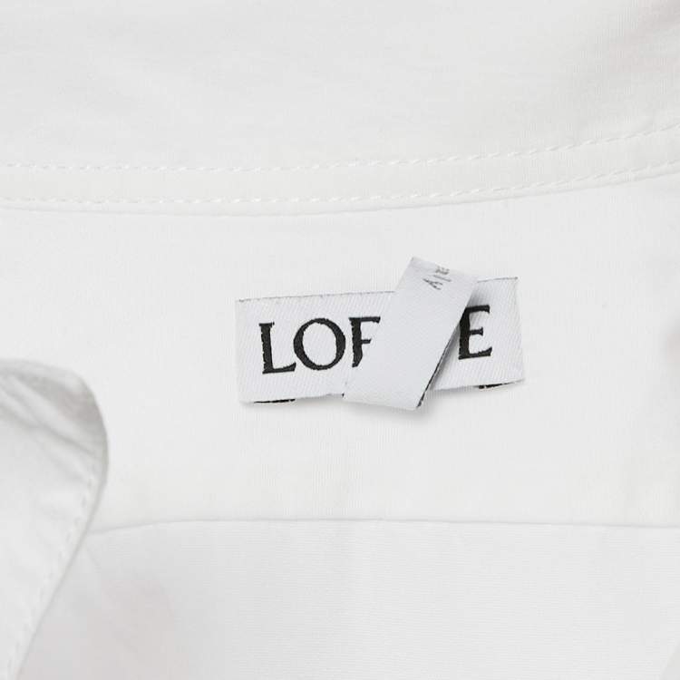 Pre Owned Loewe White Cotton Button Front Asymmetric Loose Fit Shirt L