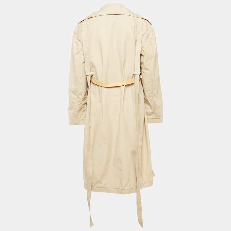 Pre Owned Loewe Beige Cotton Asymmetric Belted Trench Coat M
