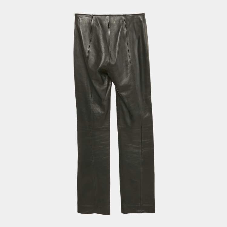 Pre Owned Loewe Black Leather Straight Pants S